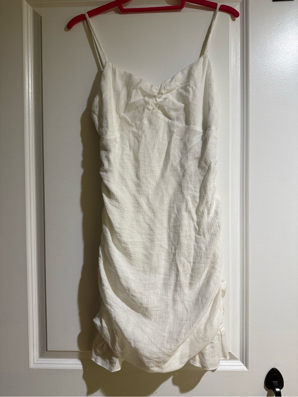 Katie J NYC Cream Sleeveless Ruched Sundress